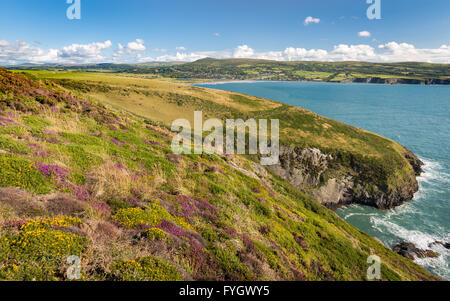 Pen y Bal headland towards Newport and Preseli Mountains - Pembrokeshire Stock Photo