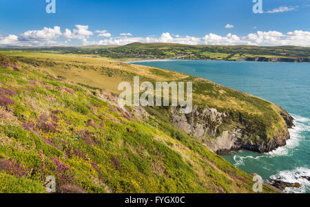 Pen y Bal headland towards Newport and Preseli Mountains - Pembrokeshire Stock Photo