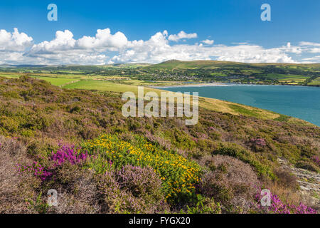 Pen y Bal headland towards Newport and Preseli Mountains - Pembrokeshire Stock Photo