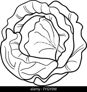 cabbage vegetable cartoon for coloring book Stock Photo