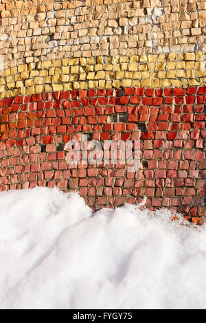 Old colorful mosaic outdoors in winter Stock Photo