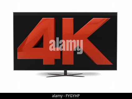 render of the text 4k on a television screen Stock Photo