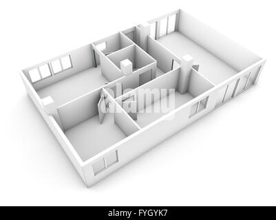 plan concept: render of a flat structure isolated on white background Stock Photo