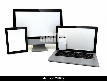 render of a group of technology devices Stock Photo