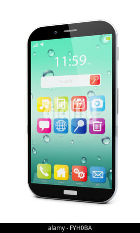 Mobility, wireless communication and internet web concept: touchscreen smartphone with colorful application interface with icons Stock Photo