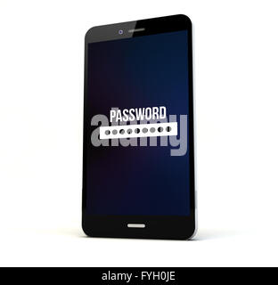 render of a phone with password on the screen isolated Stock Photo