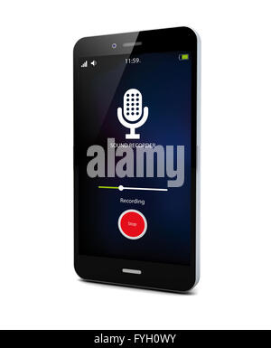 spy concept: sound recorder app on a smartphone Stock Photo