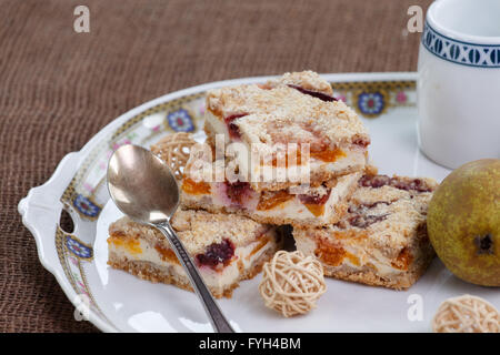 Homemade seasonal fruity pie with crumble Stock Photo