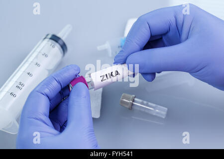 Blood collection tubes with labels Zika virus Stock Photo - Alamy