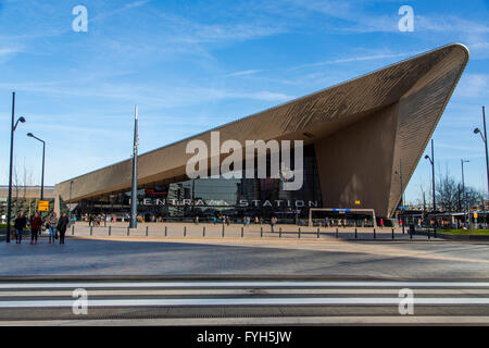 Modern architecture of the new central railway station, Rotterdam Centraal, The Netherlands, Stock Photo