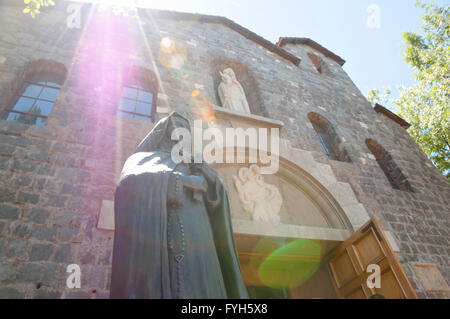 Sunlight Effect on Statue in 'La Maternidad de Maria' Chapel - Santiago - Chile Stock Photo