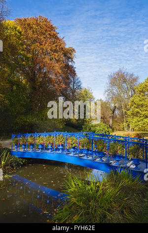 Blue Bridge in Fuerst-Pueckler-Park, Bad Muskau Stock Photo