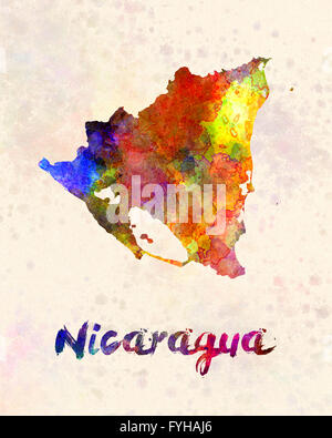 Nicaragua in watercolor Stock Photo