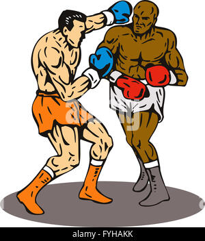 boxer connecting knockout punch Stock Photo