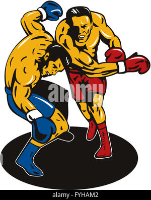 boxer connecting knockout punch Stock Photo