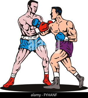 boxer connecting knockout punch Stock Photo