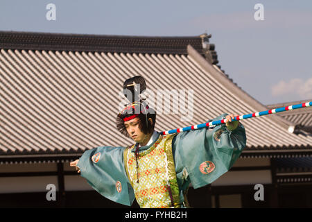 Japan, Kyoto, Imperial Palace, Man wearing traditional Japanese clothing Jidai Matsuri (Festival of Ages) Stock Photo