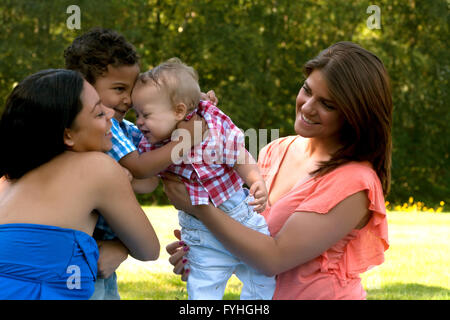 The kids are hugging Stock Photo
