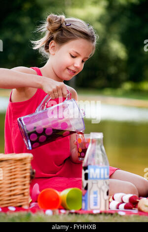 Teenage girl on a picknick Stock Photo