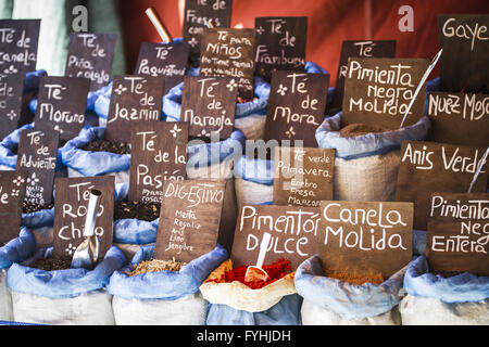 Herbal medicine, street vendor of medicinal herbs, wellness, spice Stock Photo