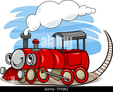 Cartoon Illustration of Funny Steam Engine Locomotive or Puffer Belly Train  Transport Character Stock Photo - Alamy