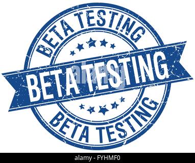 beta testing grunge retro blue isolated ribbon stamp Stock Vector