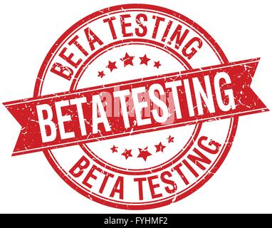 beta testing grunge retro red isolated ribbon stamp Stock Vector