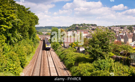 Bath, England - May 25, 2013: A First Great Western Intercity 125 train passing through Bath in Somerset. Stock Photo