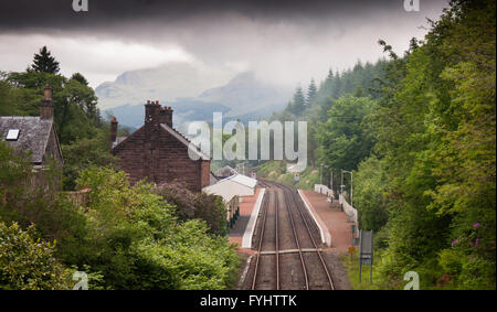 Oban, Scotland - June 4, 2011: Dalmally Railway Station on the Oban branch of the West Highland Line. Stock Photo