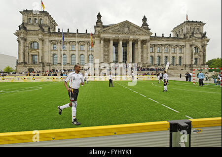 Football match in front of the Reichstag building Stock Photo