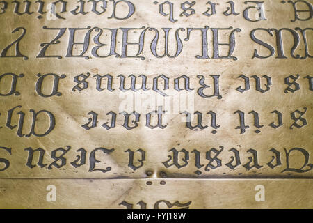 engraved on metal with Spanish writing Stock Photo