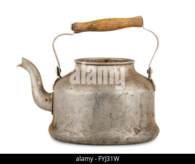 Old aluminum kettle Stock Photo