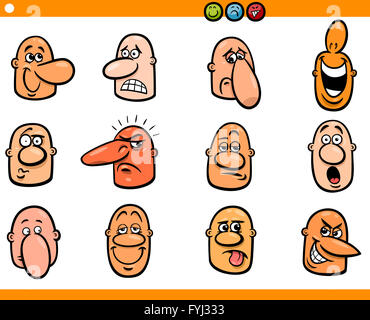 cartoon people emoticons heads set Stock Photo