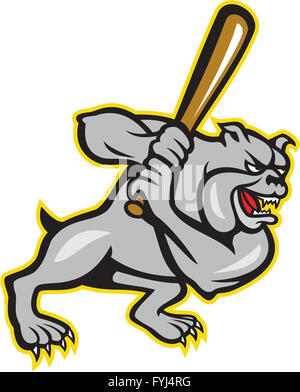 Bulldog Dog Baseball Hitter Batting Cartoon Stock Photo