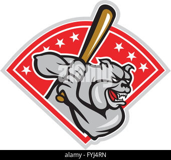 Bulldog Baseball Hitter Batting Cartoon Stock Photo