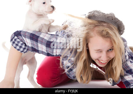 Playing with my puppy Stock Photo