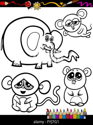 Cartoon Animals for Coloring Book Stock Photo