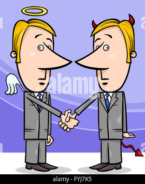 angel and devil businessmen cartoon Stock Photo