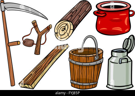 country objects cartoon illustration set Stock Photo