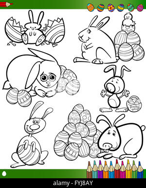 easter cartoons for coloring book Stock Photo