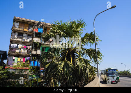 House at Maha Bandula Bridge, Yangon, Myanmar Stock Photo