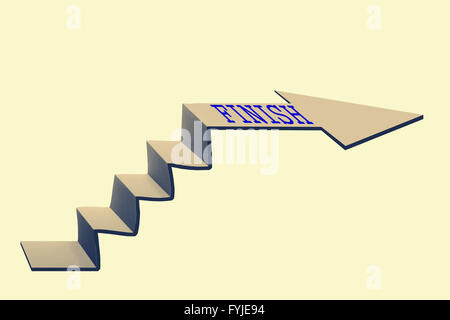 paper stairs side view with arrow sign Stock Photo