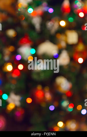 Blurred photography christmas tree - holiday background Stock Photo