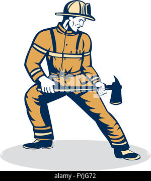 An illustration of a fireman or fire fighter standing with arms folded ...