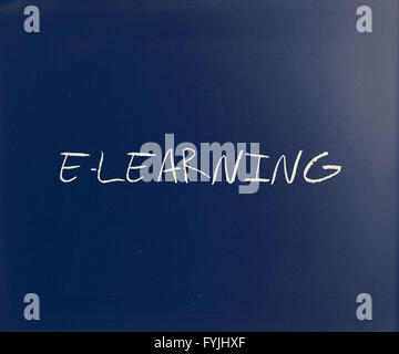 E-learning handwritten with white chalk on a blackboard Stock Photo
