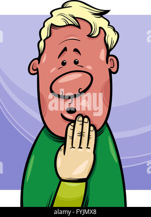 shy man concept cartoon illustration Stock Photo