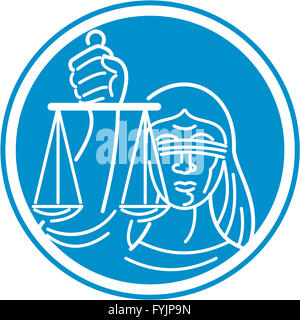 Lady Blindfolded Hold Scales Justice Circle Stock Photo