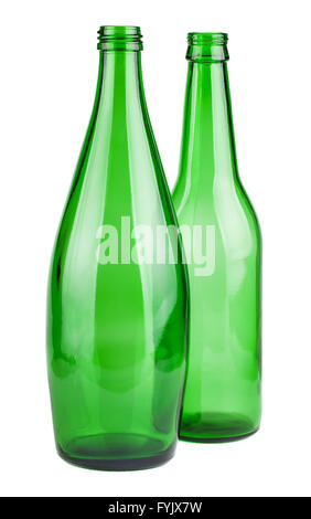 Two green empty bottles Stock Photo