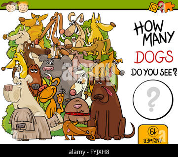dogs counting game cartoon illustration Stock Photo - Alamy