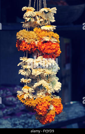 Flower garlands for sale Stock Photo
